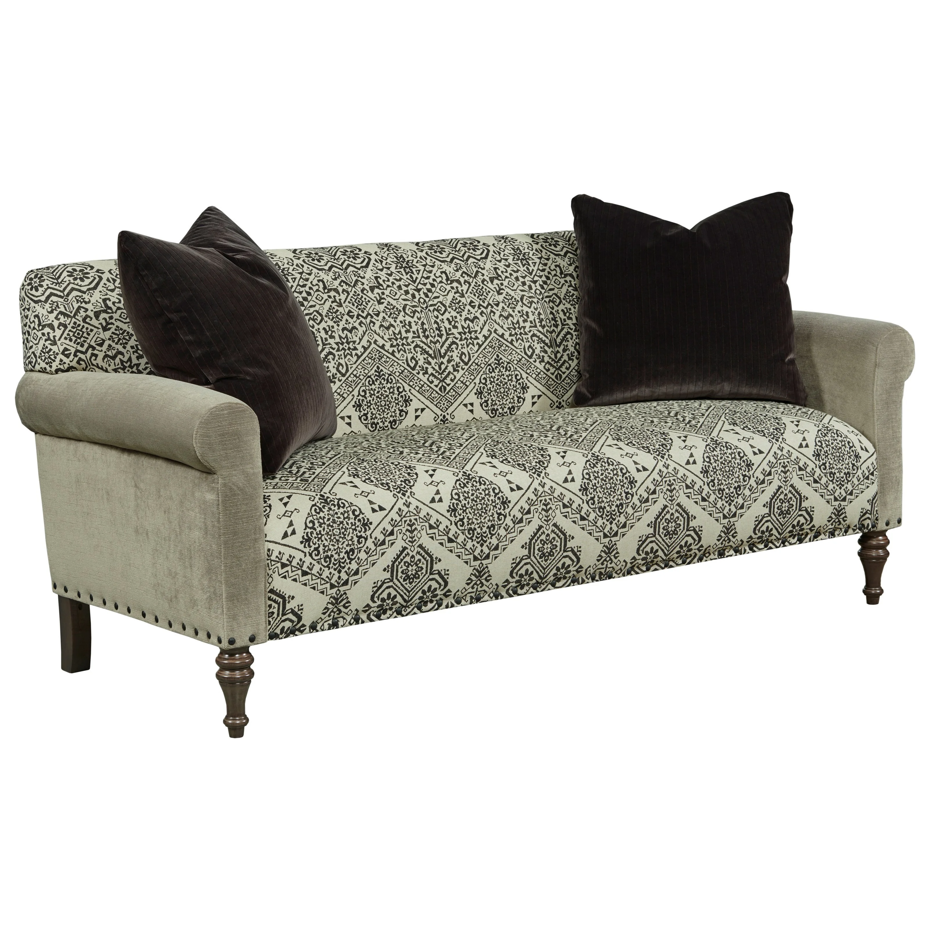 Kincaid Furniture Aldrich UPH32505 Transitional Settee with Nailhead